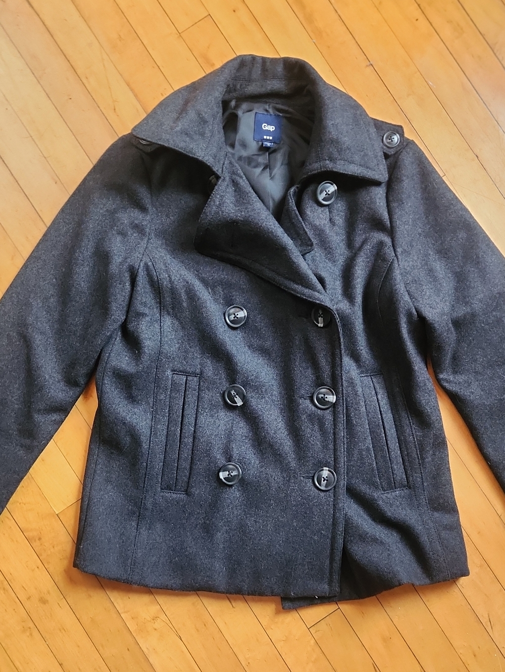 GAP Women's M Dark Charcoal Double-Breasted Peacoat